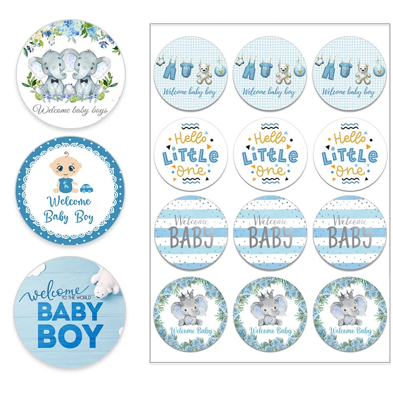 Welcome Baby Boy Elephant Stickers