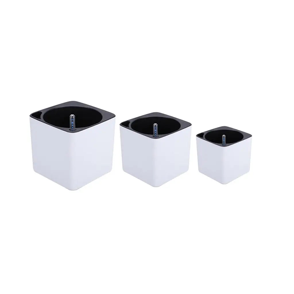 White Self Watering Planter Pot