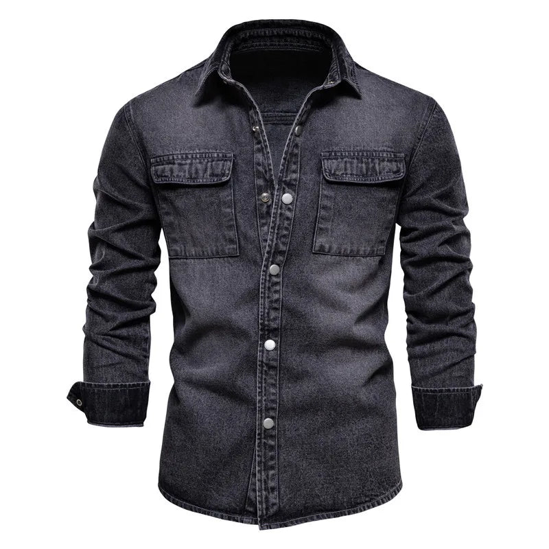 High-Quality 100% Cotton Denim Men's Shirt