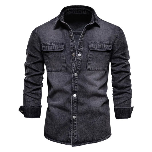 High-Quality 100% Cotton Denim Men's Shirt