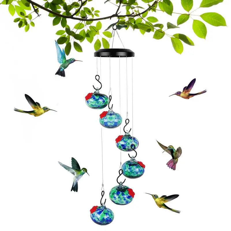 Anti-Fade Hummingbird Feeder with Wind Chimes