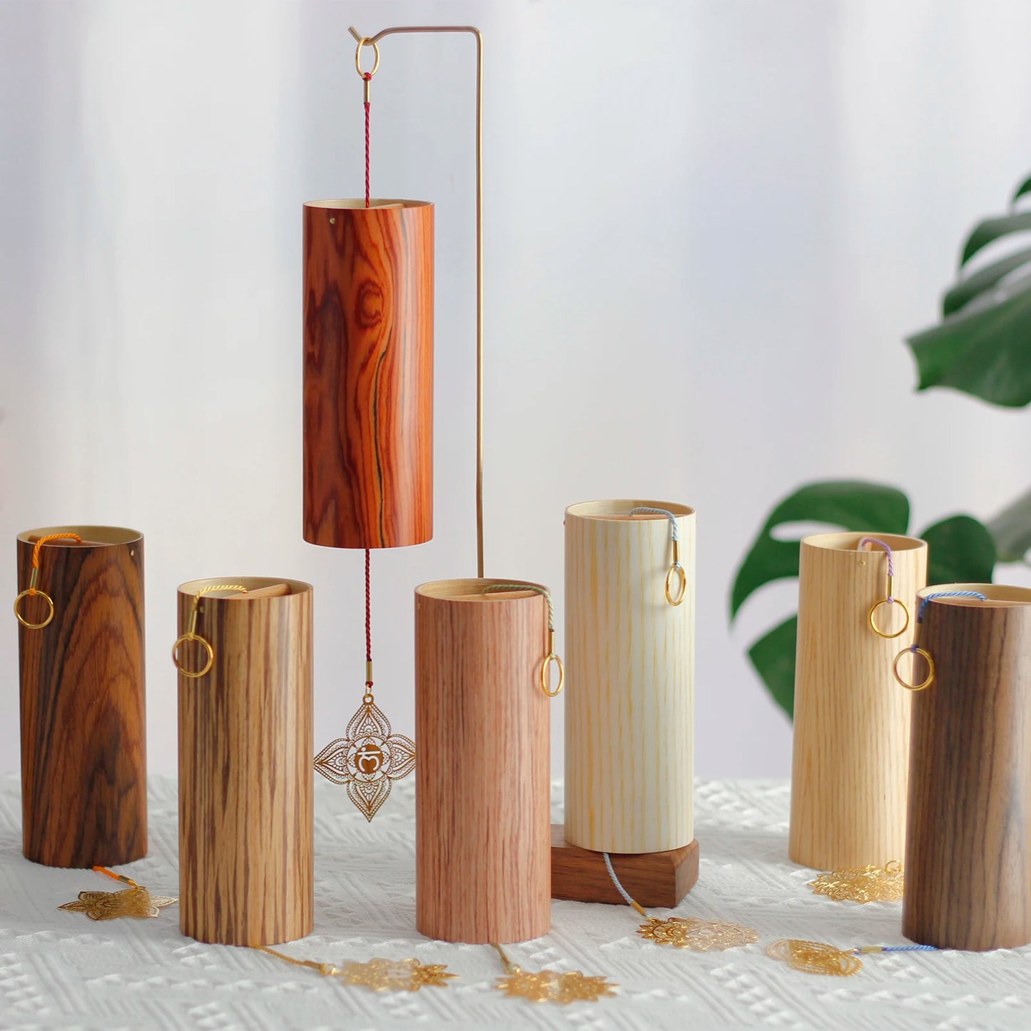 Natural Bamboo Chakra Wind Chimes for Zen Meditation