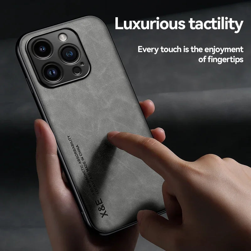 Luxury Leather TPU iPhone Case & Car Holder