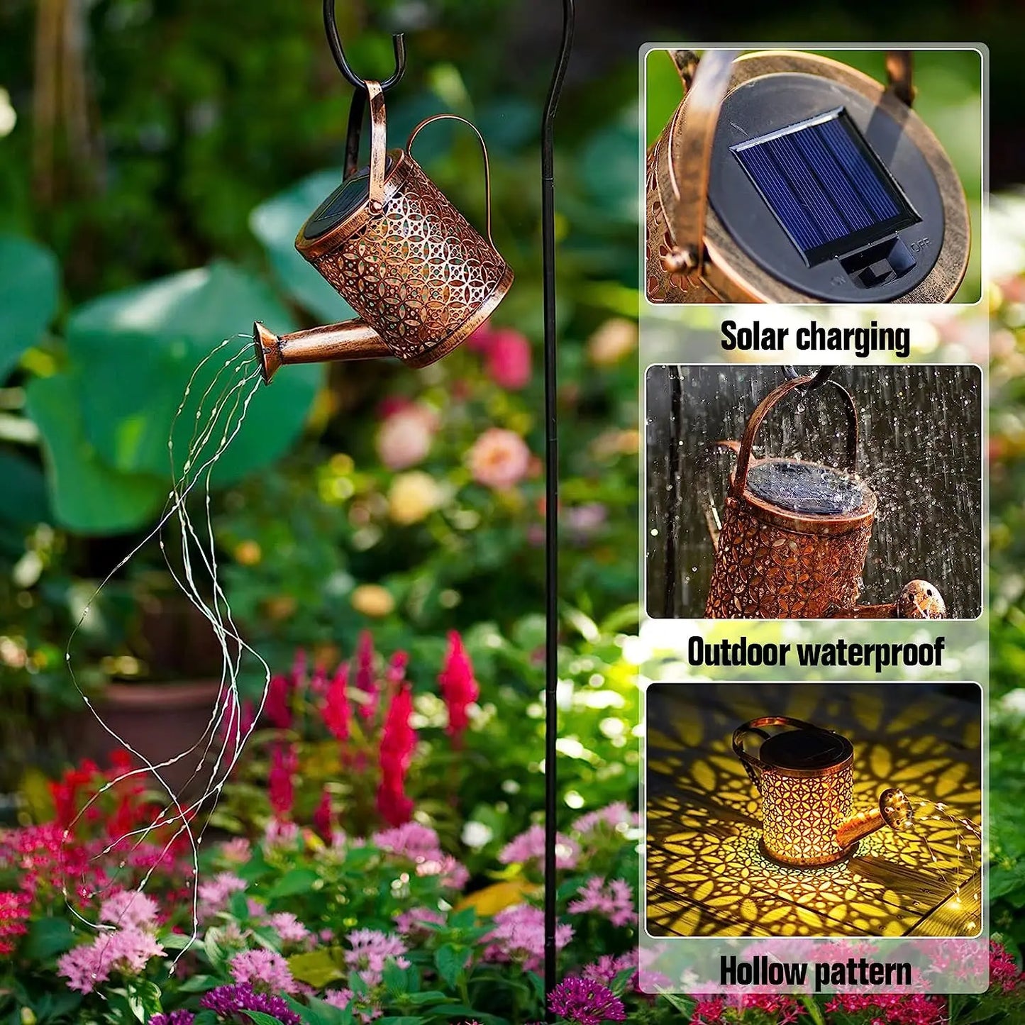 Solar Cascading Watering Can Light