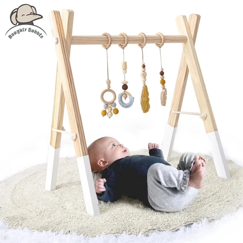 Baby Fitness Frames Set - Wooden Rattles & Mobile Suspension