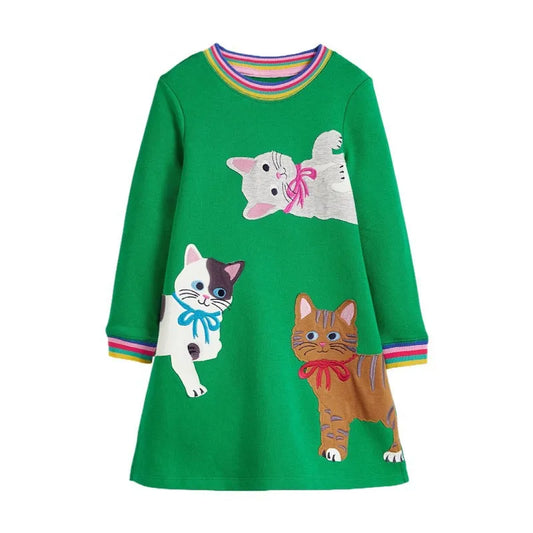 Princess Girls Dresses Animals Embroidery