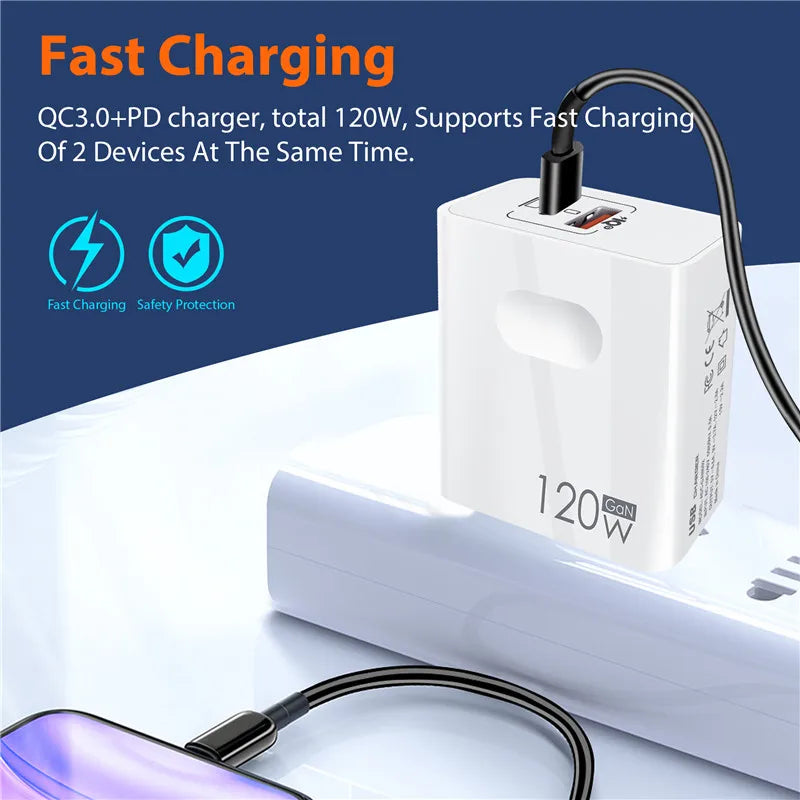 120W Fast Charger USB Type C PD Cable