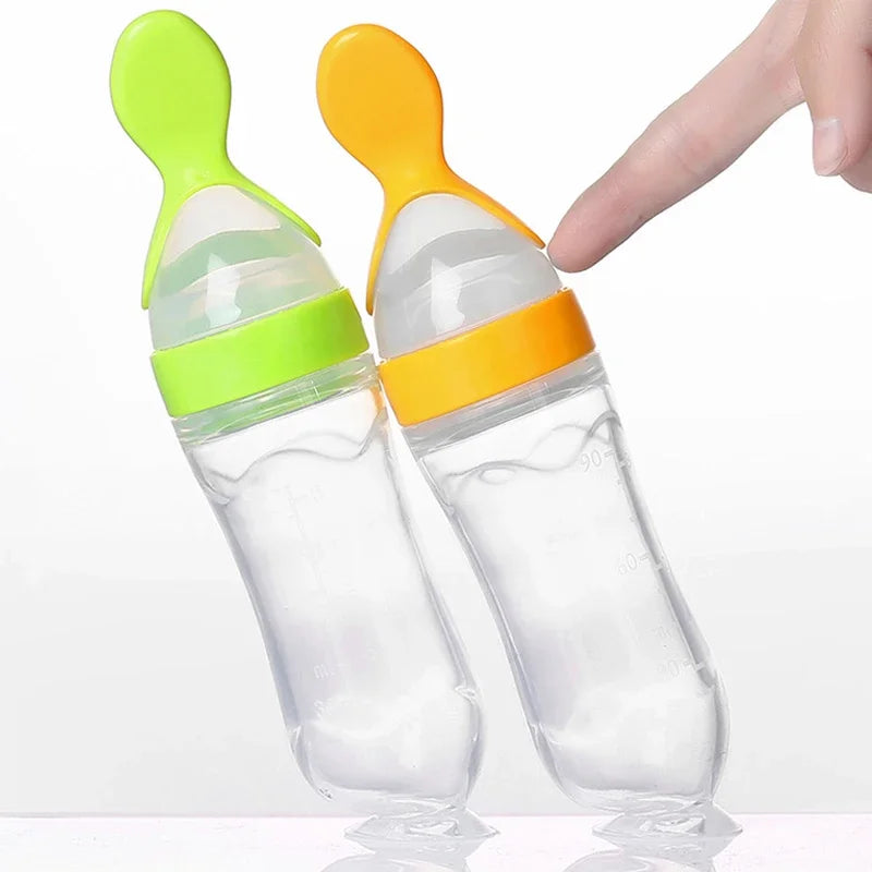 Baby Silicone Squeeze Feeding Spoon Bottle