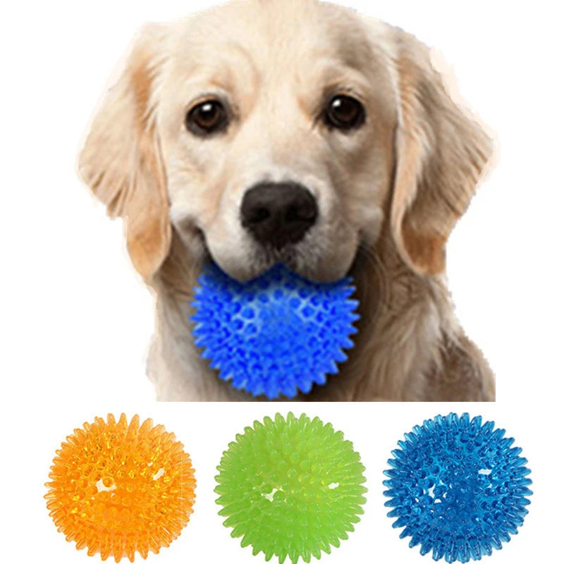 TPR Pet Teeth Cleaning Ball - Squeaky Toy for Dogs