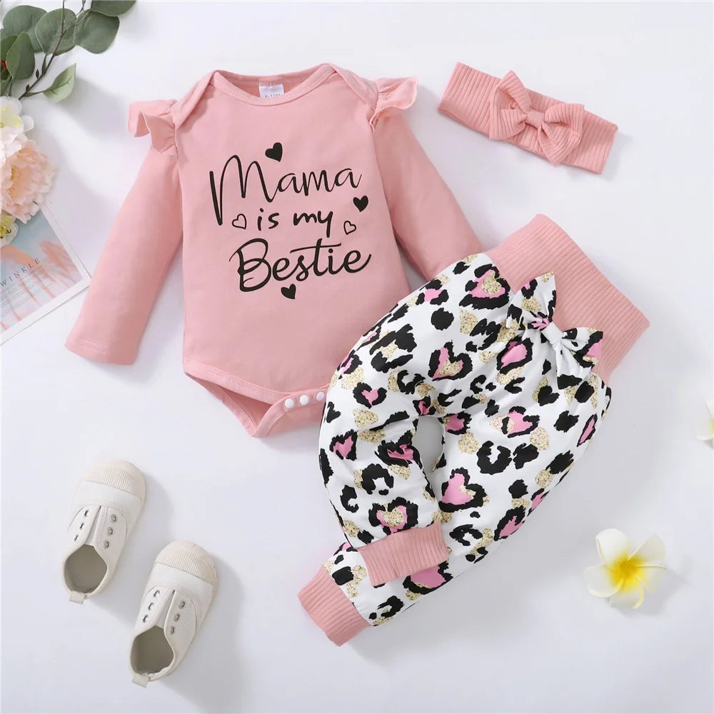 3PCS Newborn Baby Girl Daily Clothes Set