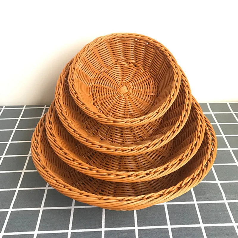 Hand-Woven Rattan Serving Baskets Set