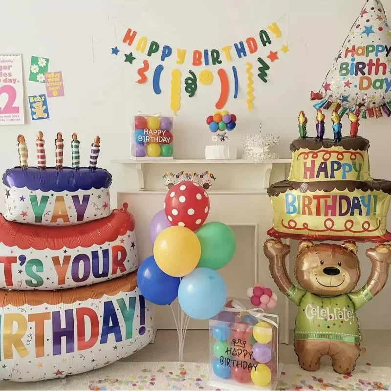 Large Birthday Cake Balloons Set