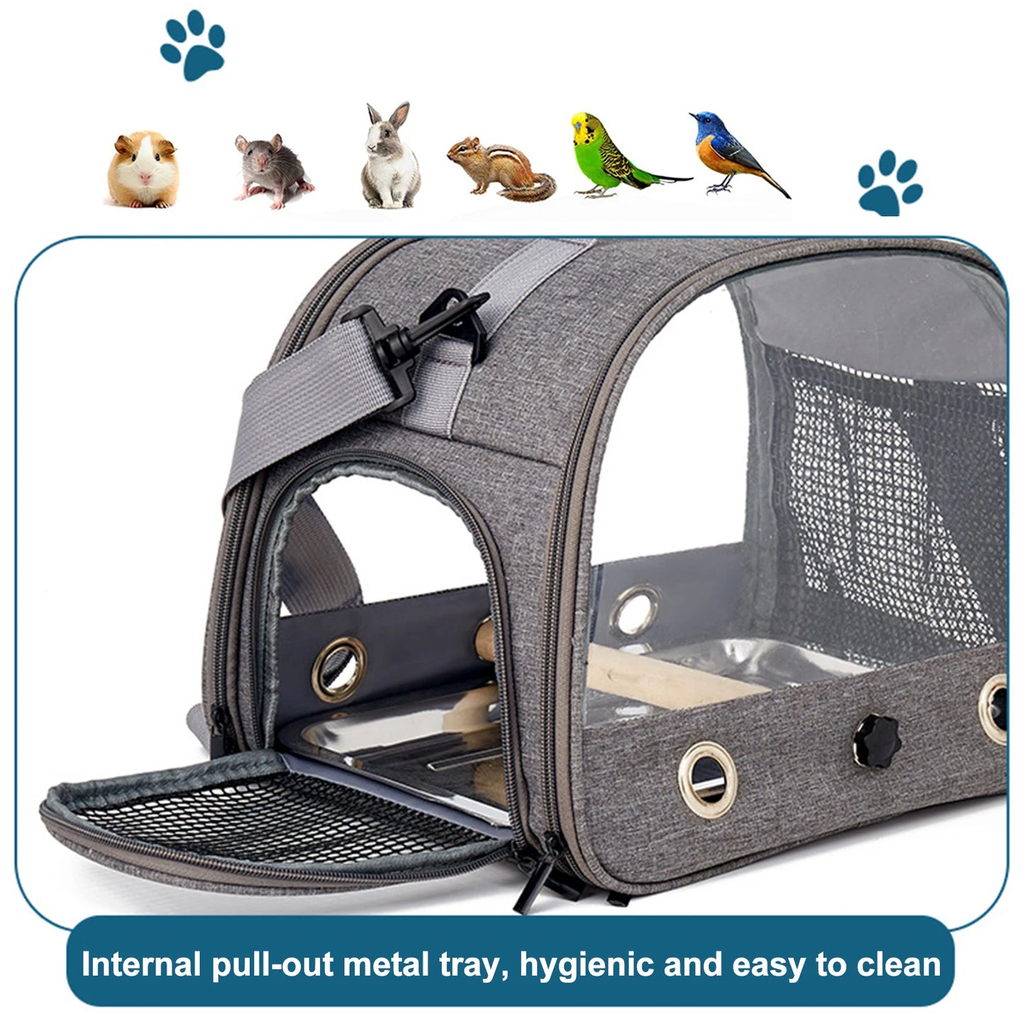 Portable Parrot Carrier Bag with Perch