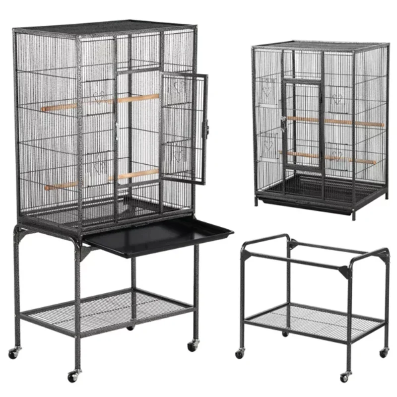 53.7'' Metal Rolling Bird Cage with Stand