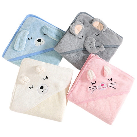 Soft Cartoon Animal Baby Hooded Towel