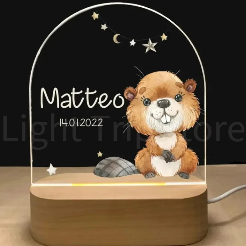 Personalized Baby Elephant Lion Night Light