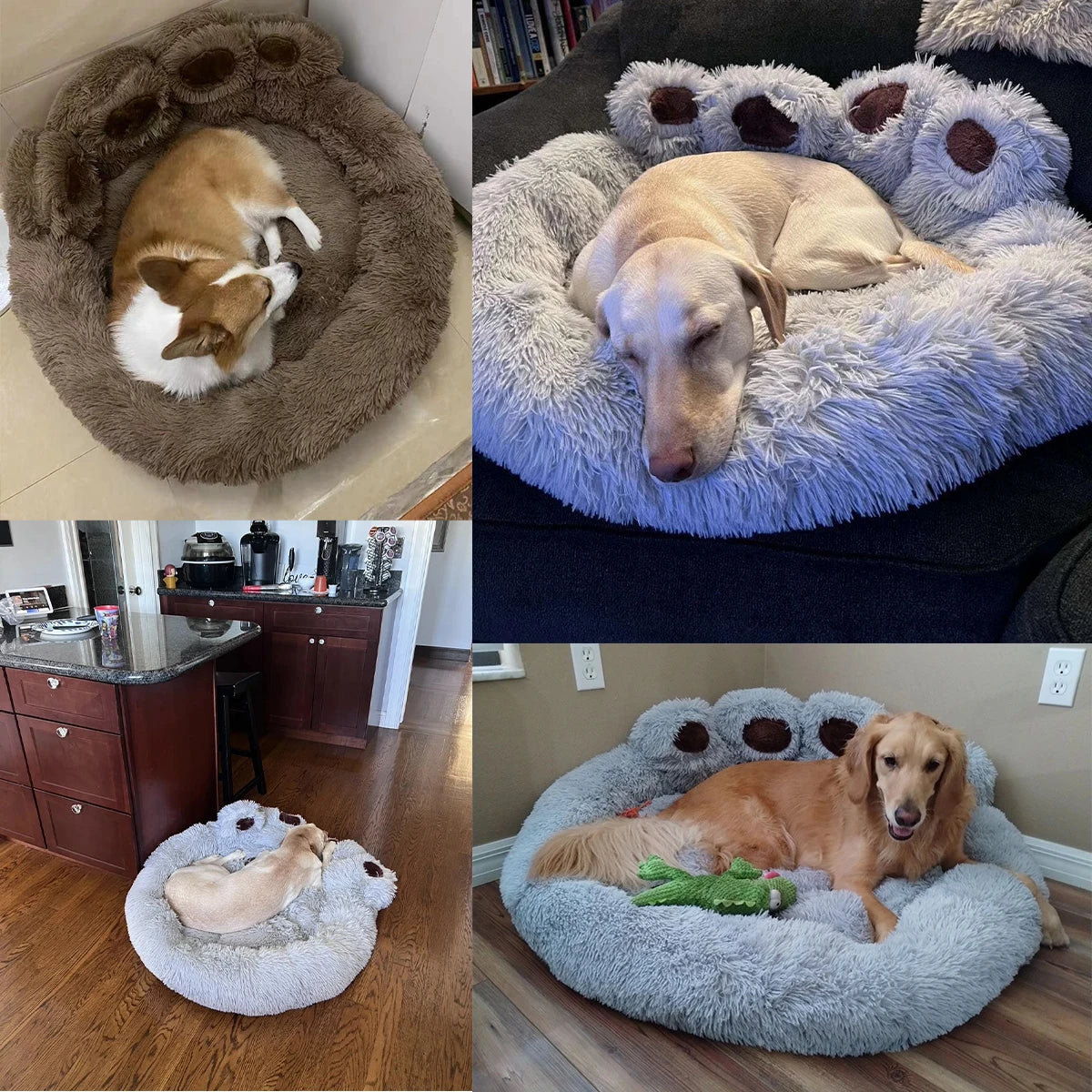 Plush Fluffy Dog Bed - Large Cushioned Kennel for Small & Large Pets