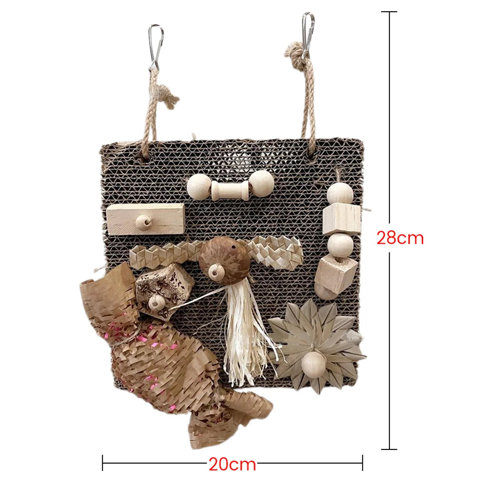 Parrot Foraging Toy with Wood Block and Grinding Perch