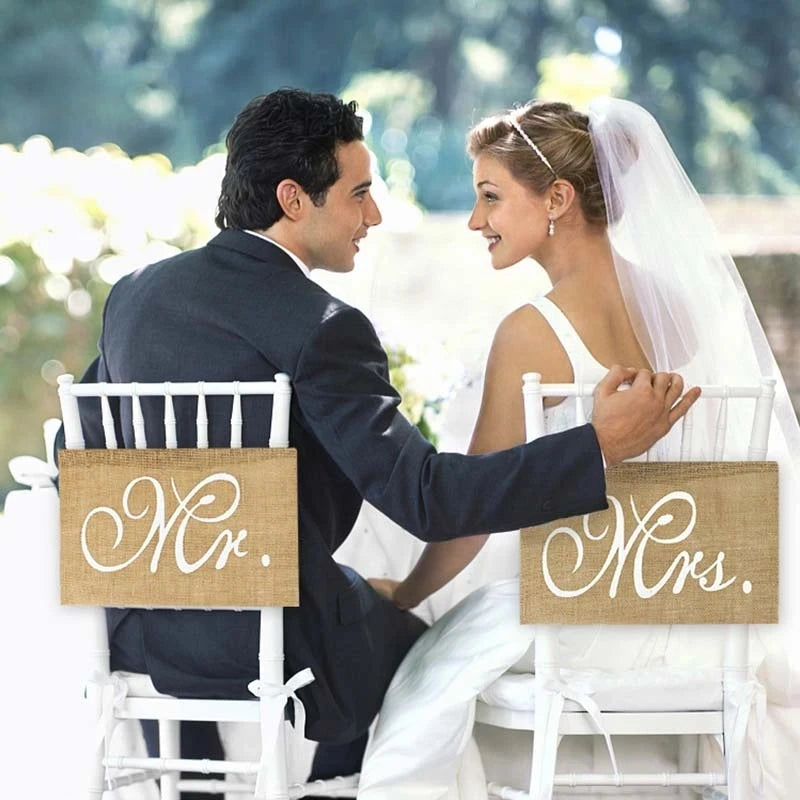 Romantic Mr. & Mrs. Chair Banners