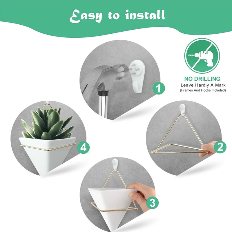 Modern Ceramic Triangle Plant Holder