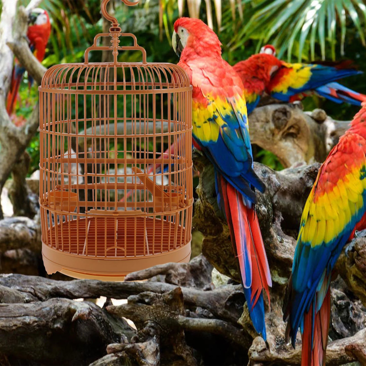 Plastic Bird Cage with Stand - Large Capacity