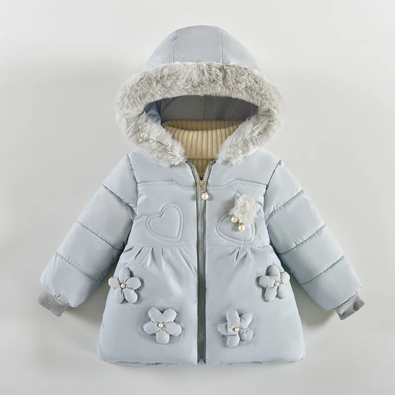 Girls Princess Winter Coat with Fur Collar