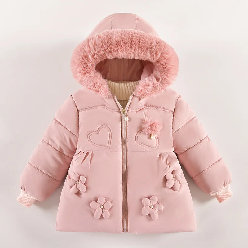 Girls Princess Winter Coat with Fur Collar