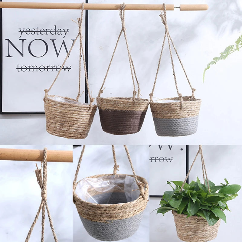 Handmade Rattan Hanging Plant Basket