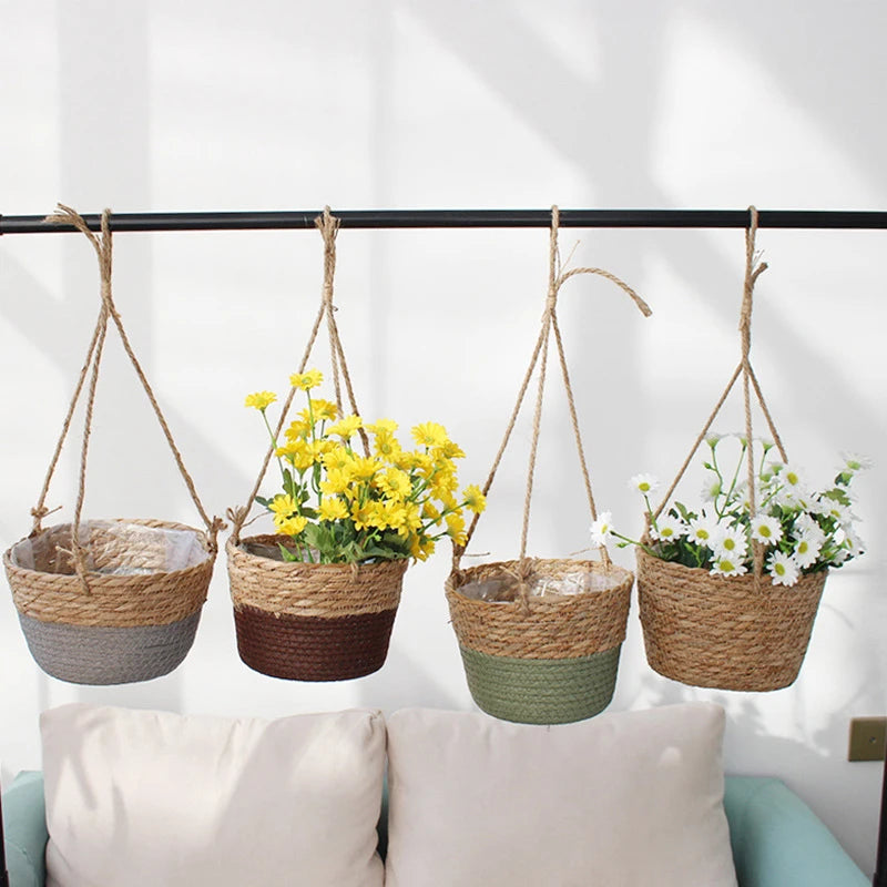 Handmade Rattan Hanging Plant Basket