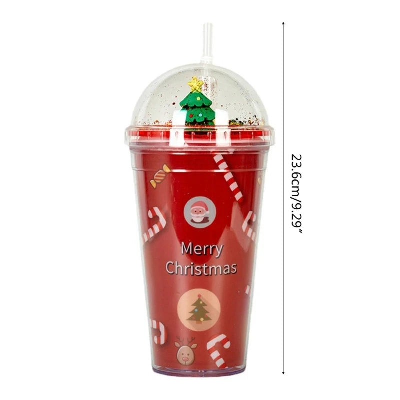 Christmas Cup with Lid & Straw