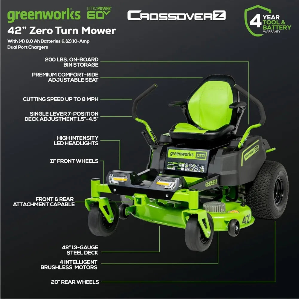 60V 42\" Cordless Electric Riding Mower