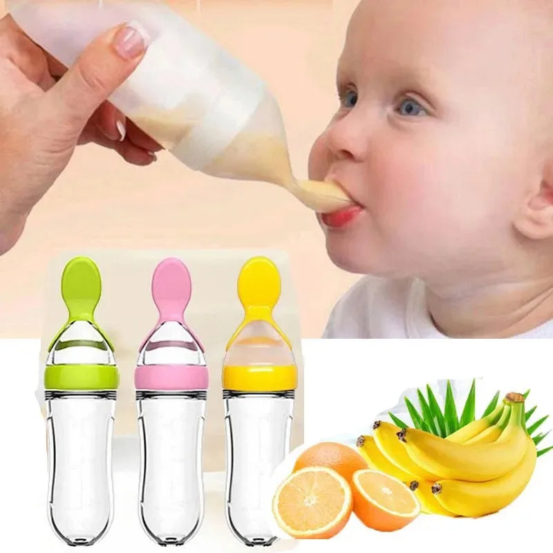 Baby Silicone Feeding Bottle & Training Spoon Set