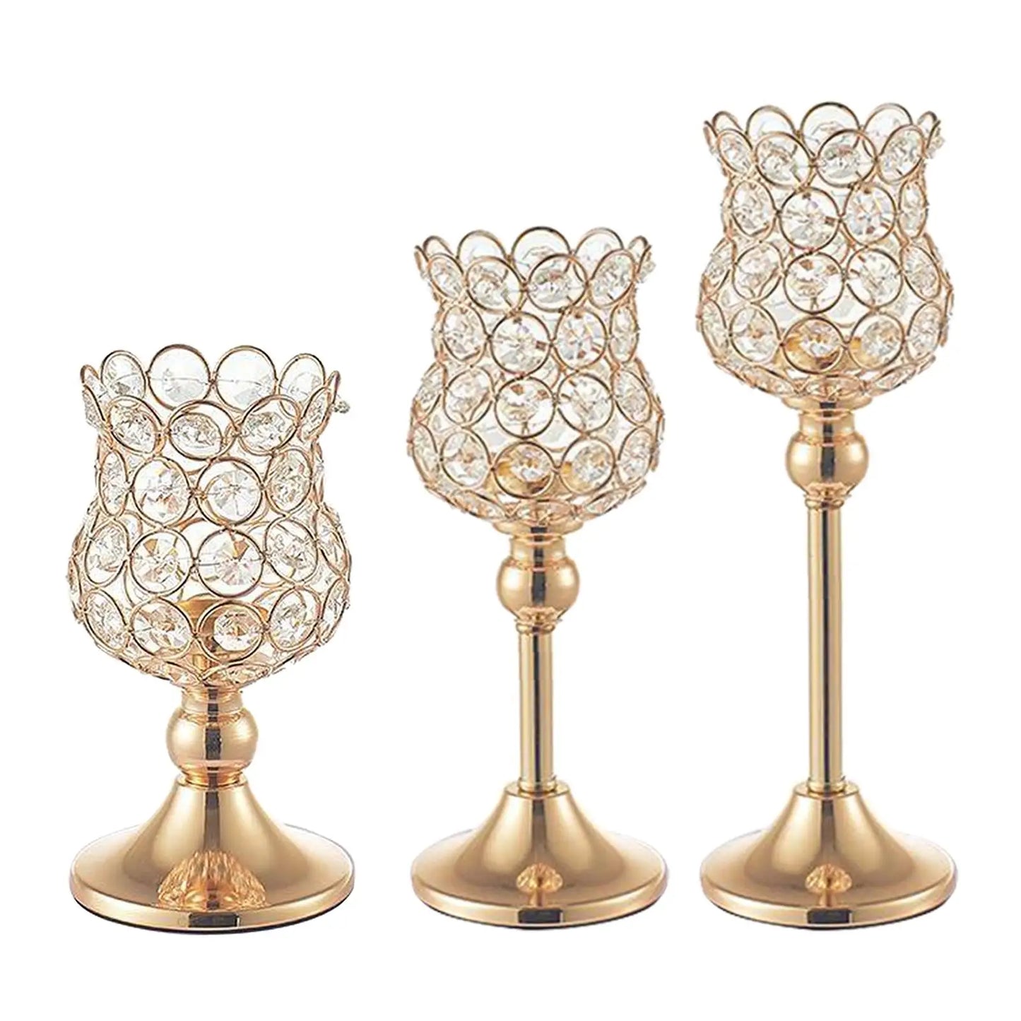 Golden Crystal Candle Holders