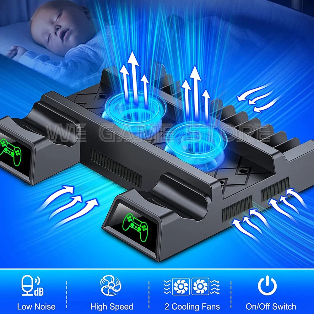 PS4 Cooling Fan Stand & Dual Controller Charger