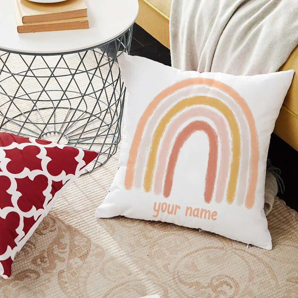 Personalized Rainbow Print Cushion Cover