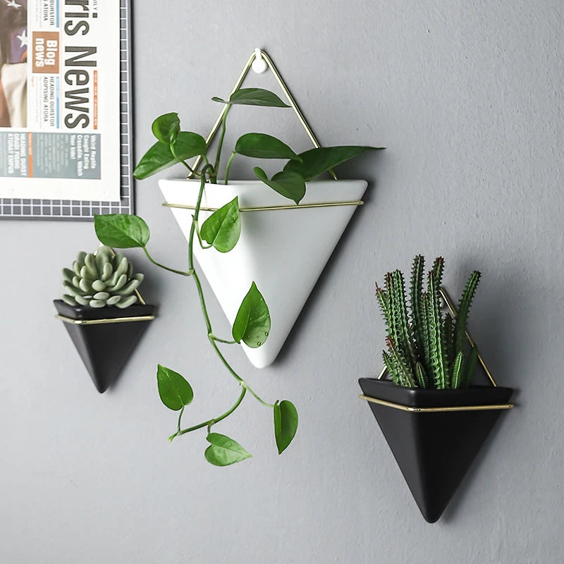 Modern Ceramic Triangle Plant Holder