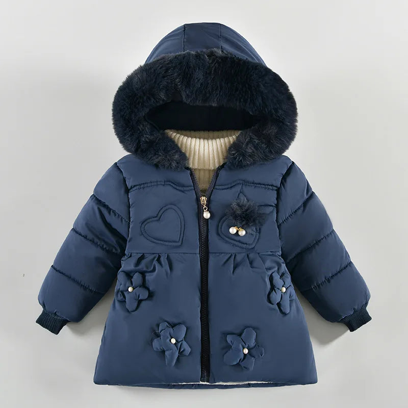 Girls Princess Winter Coat with Fur Collar