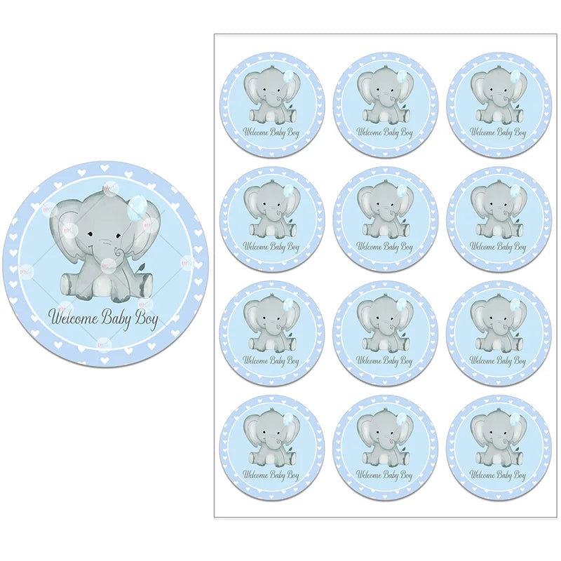 Welcome Baby Boy Elephant Stickers