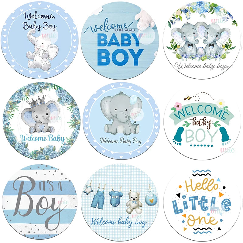 Welcome Baby Boy Elephant Stickers