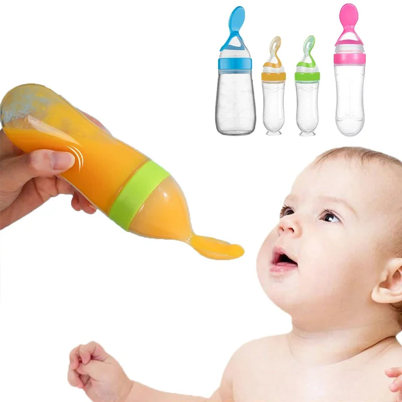 Baby Silicone Squeeze Feeding Spoon Bottle