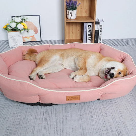 Soft Imitation Suede Dog Bed - Premium Comfort & Neck Support