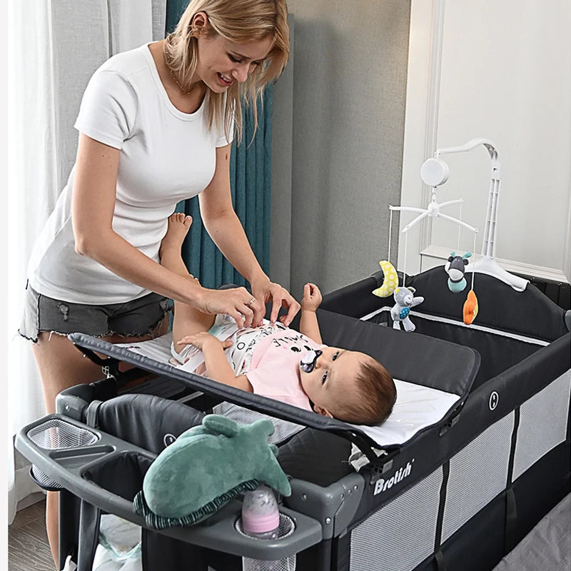 Portable Baby Crib with Diaper Table