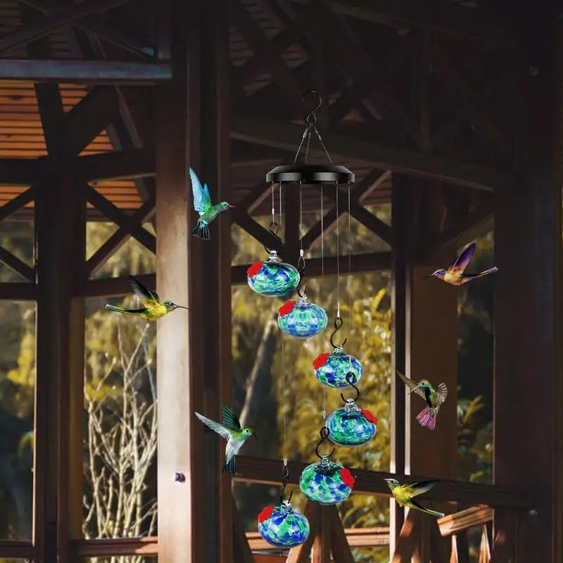 Anti-Fade Hummingbird Feeder with Wind Chimes