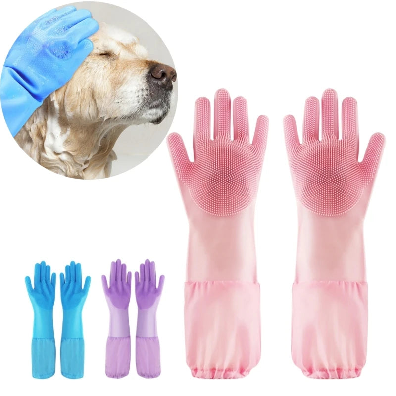 Silicone Pet Grooming Cleaning Gloves