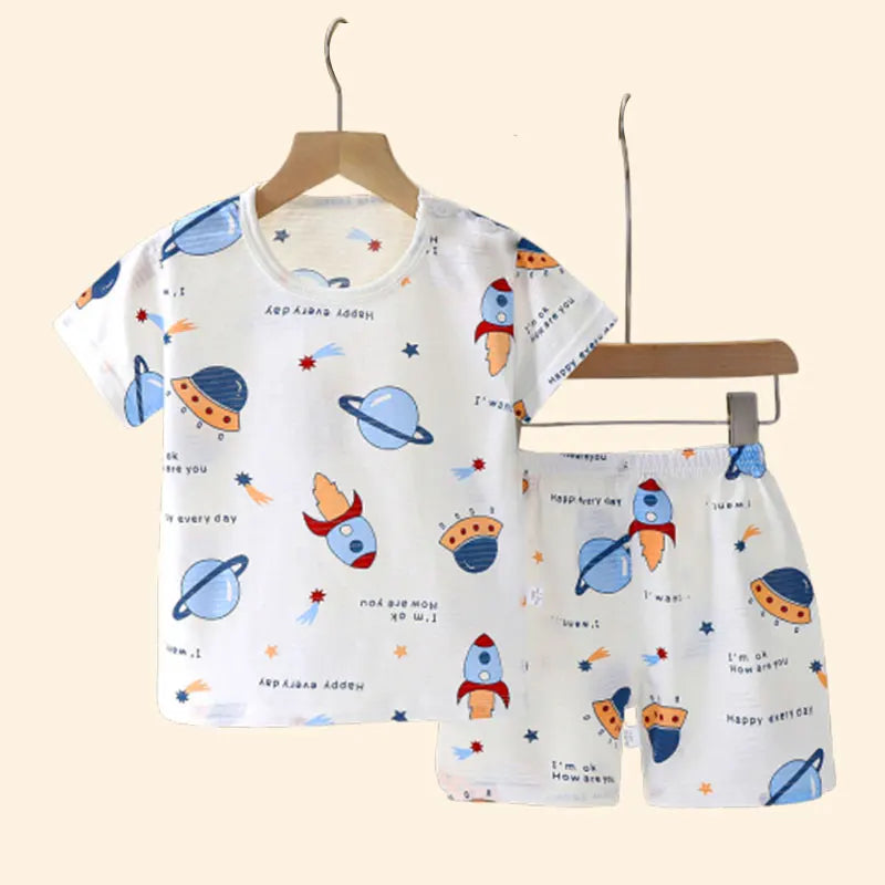 Kids Summer Cotton T-shirt Shorts Set