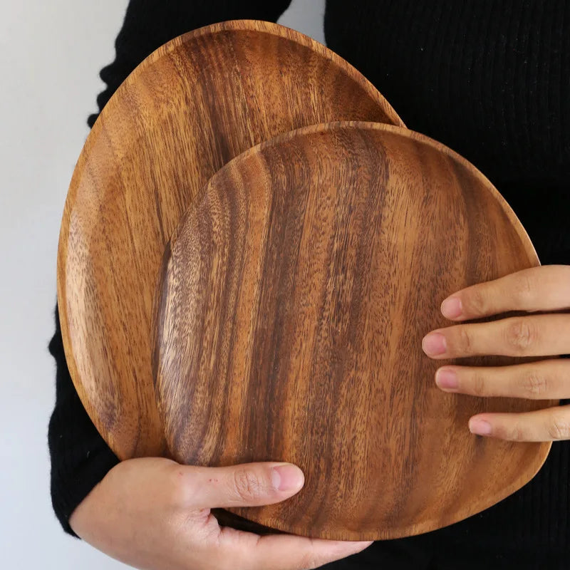 Premium Solid Wood Oval Plate Set