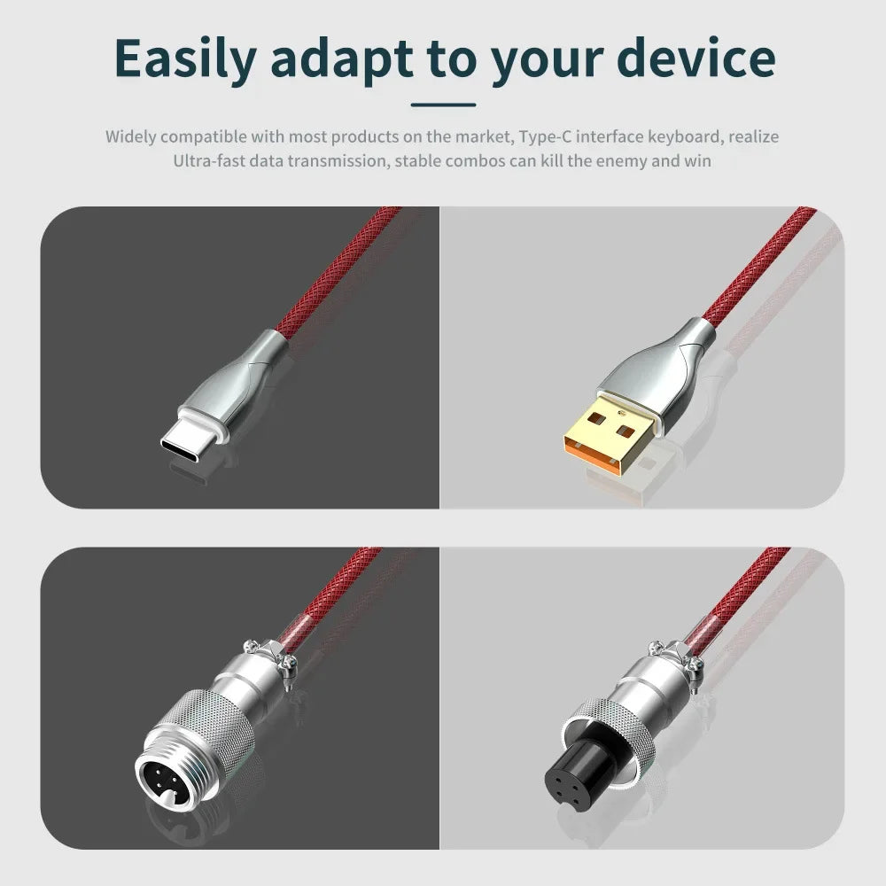 Aviation Coiled USB C Keyboard Cable