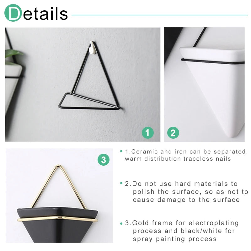 Modern Ceramic Triangle Plant Holder