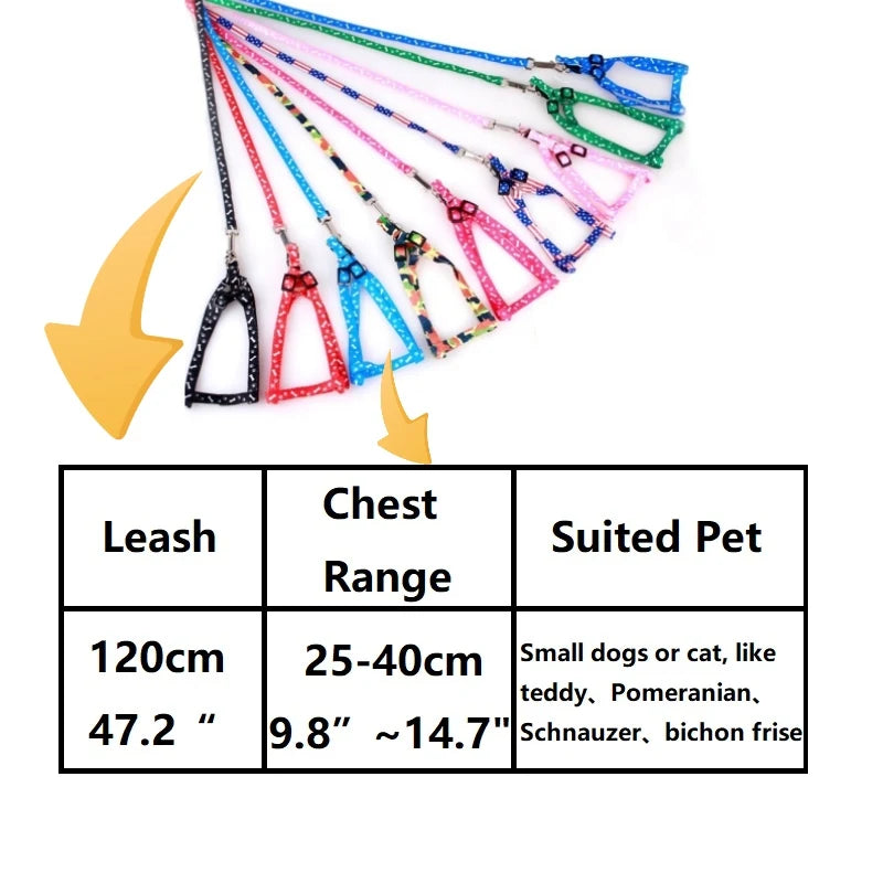 Cute Pet Leash and Harness Set - 10 Colors