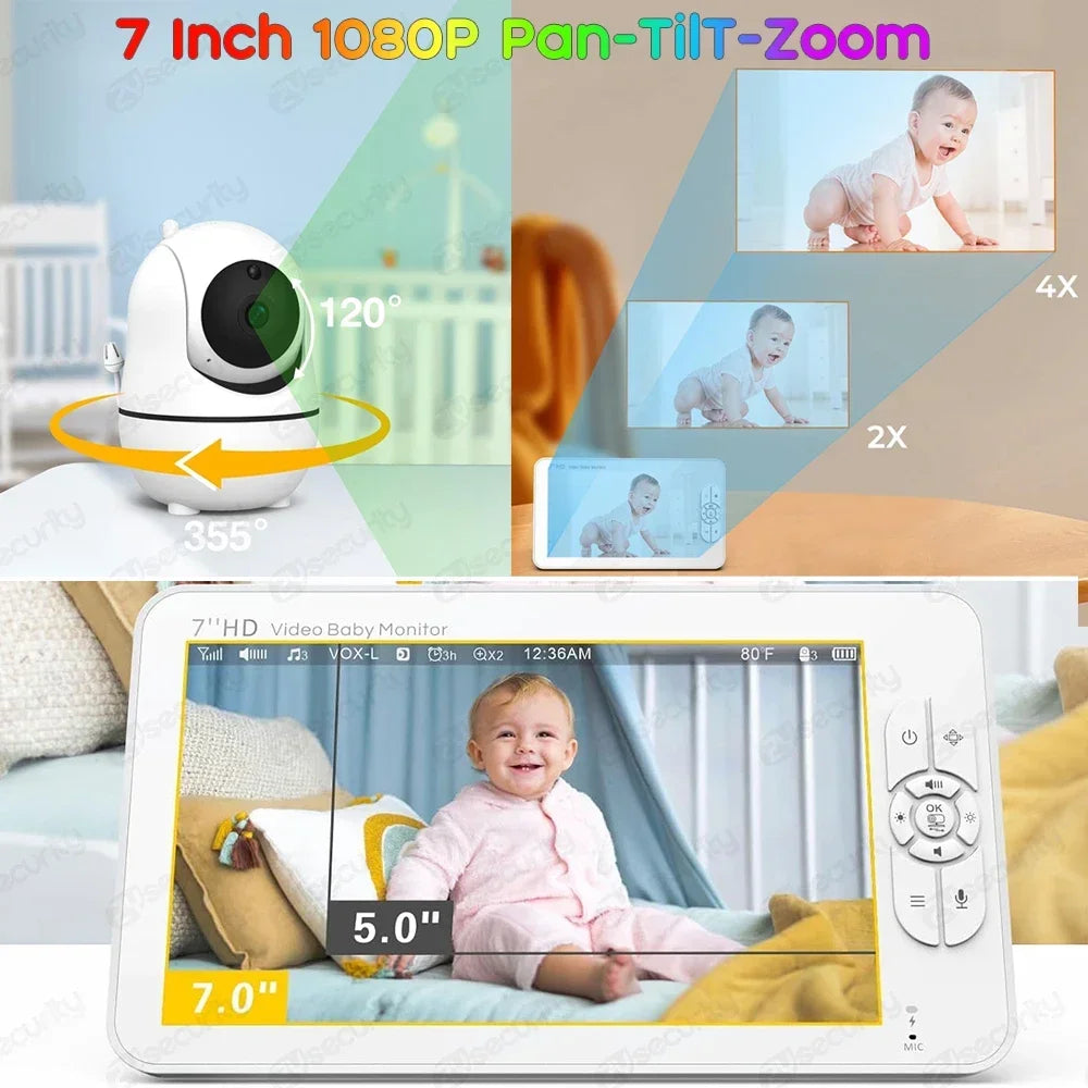 HD 1080P Baby Monitor with 7\" Screen